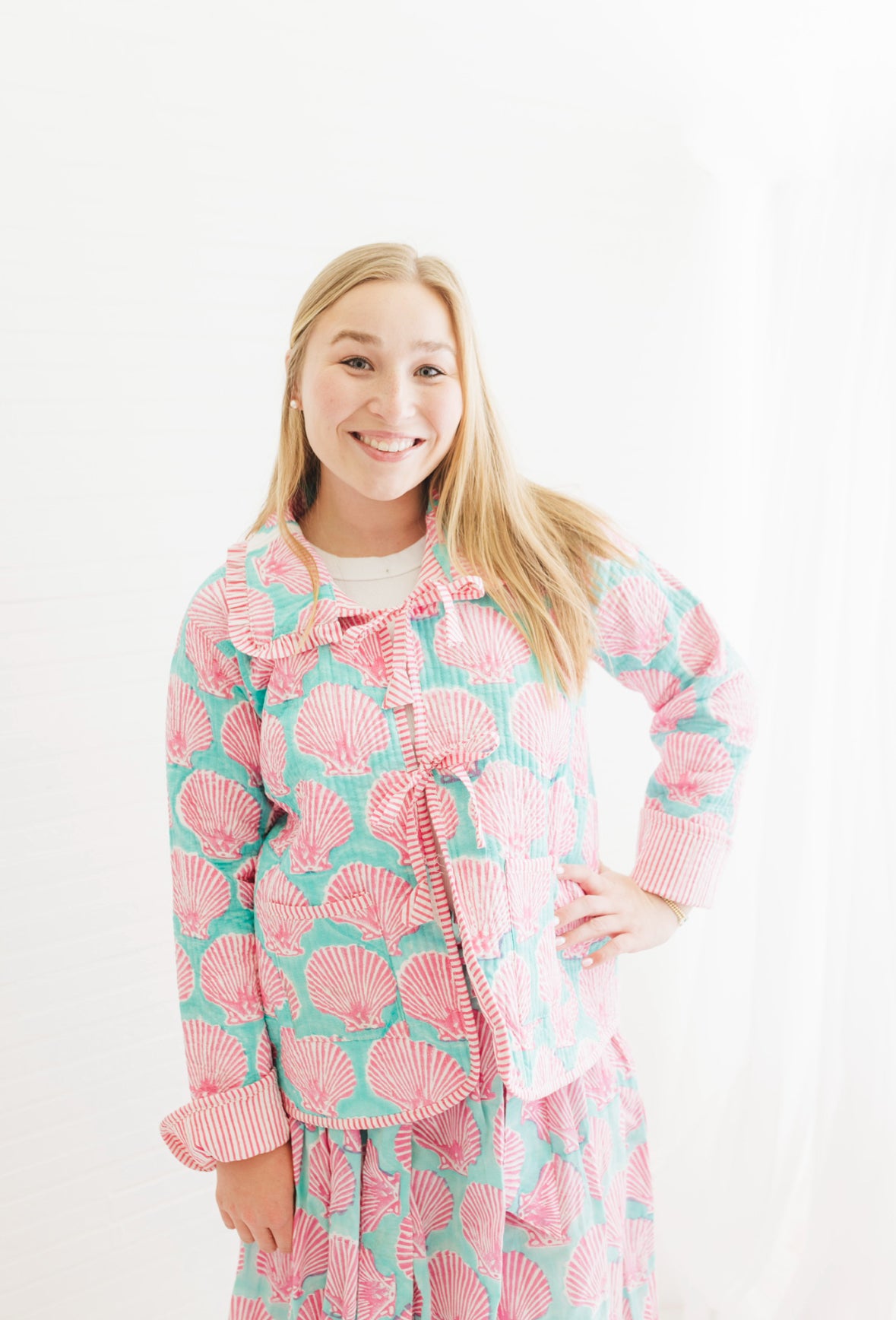 Sanibel Pink Shell | Ruffle Bow Jacket