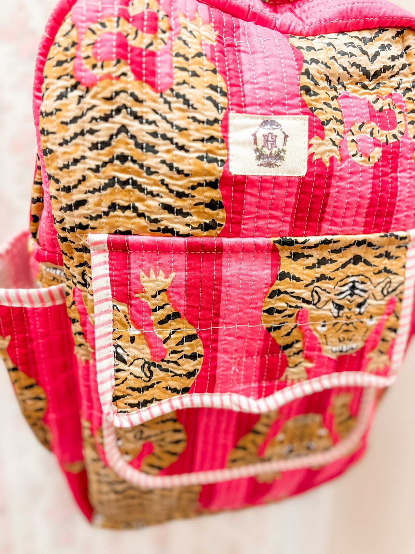 Pink Eye of the Tiger Quilted Backpack