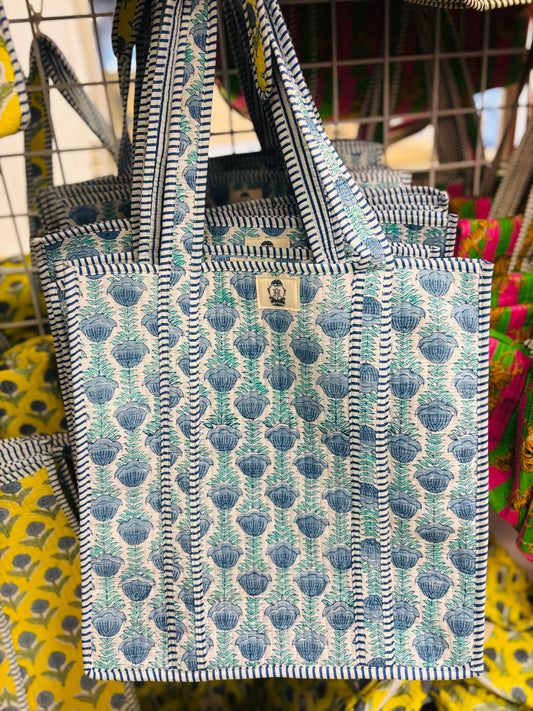 Ocean Blooms Large Quilted Tote Bag