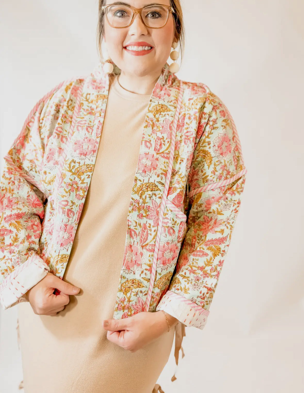 Vintage Blooms Kantha Embroidered Jacket