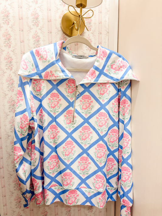 Pink Mughal-Half Zip Collar Pullover