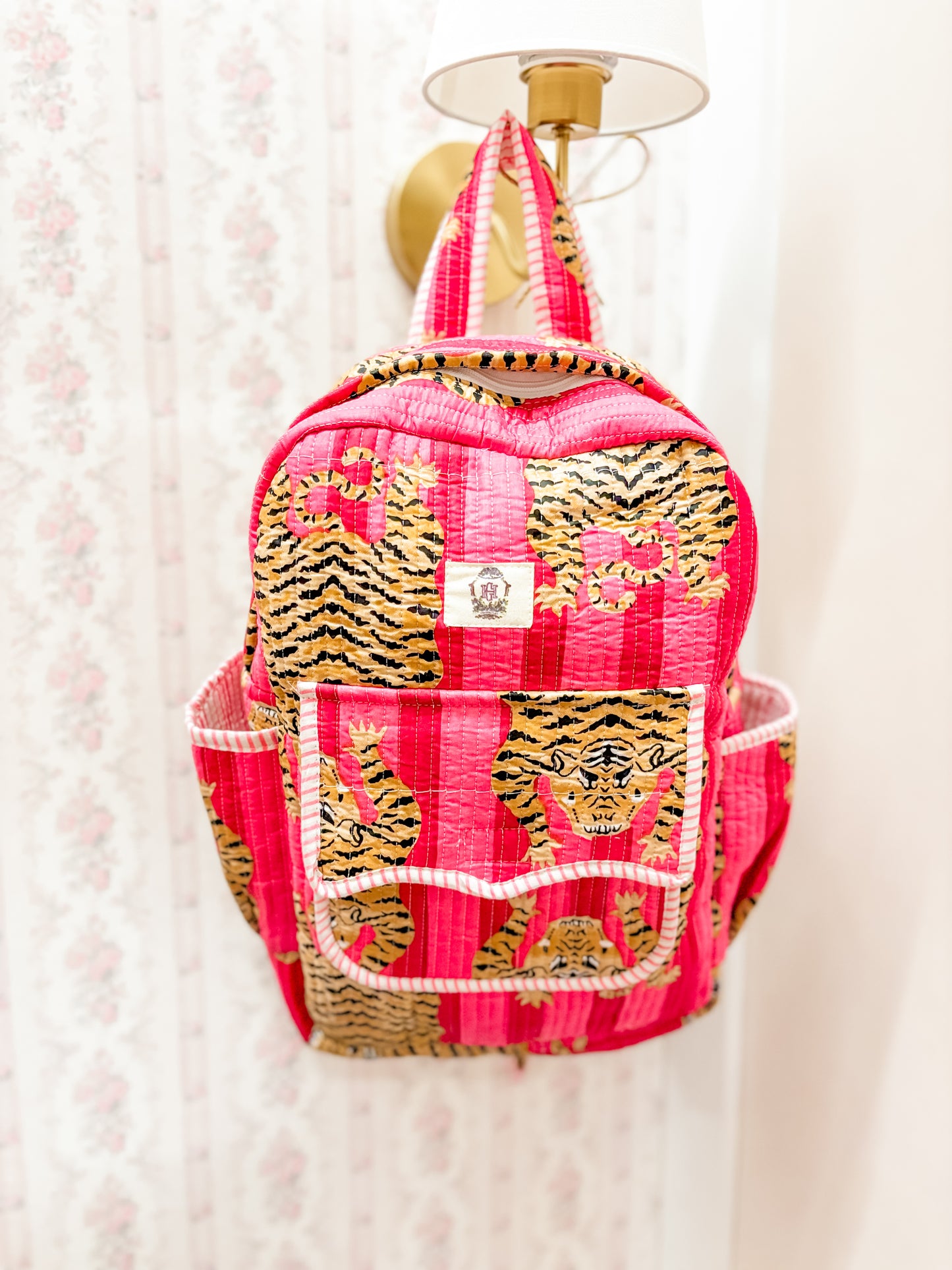 Pink Eye of the Tiger Quilted Backpack