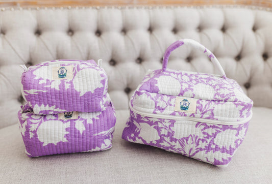 Lilac Haven | Set of 3 Cosmetic Bags