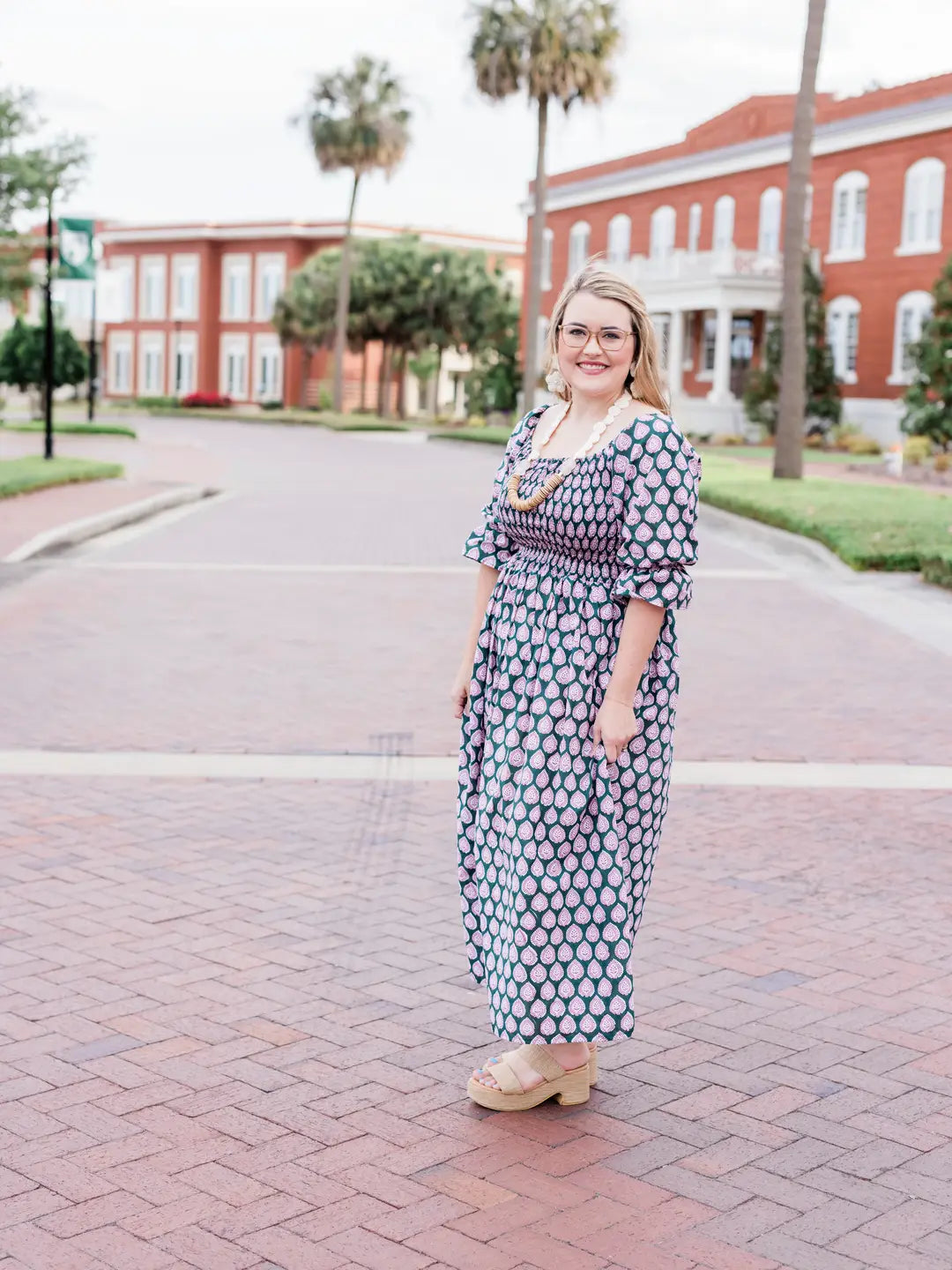 Coastal Palm Flounce Resort Dress