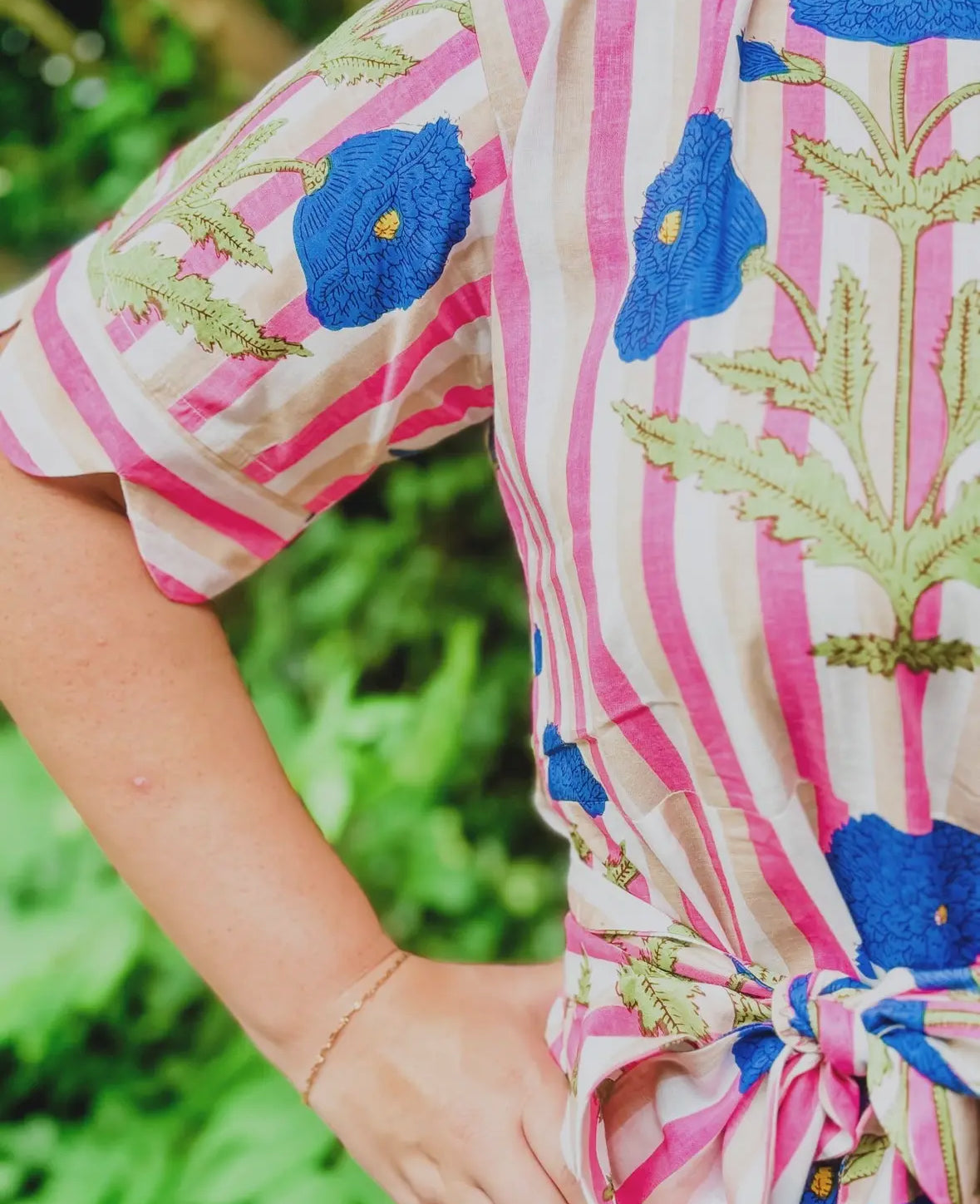 Blue Mughal Floral Grace Scalloped Dress