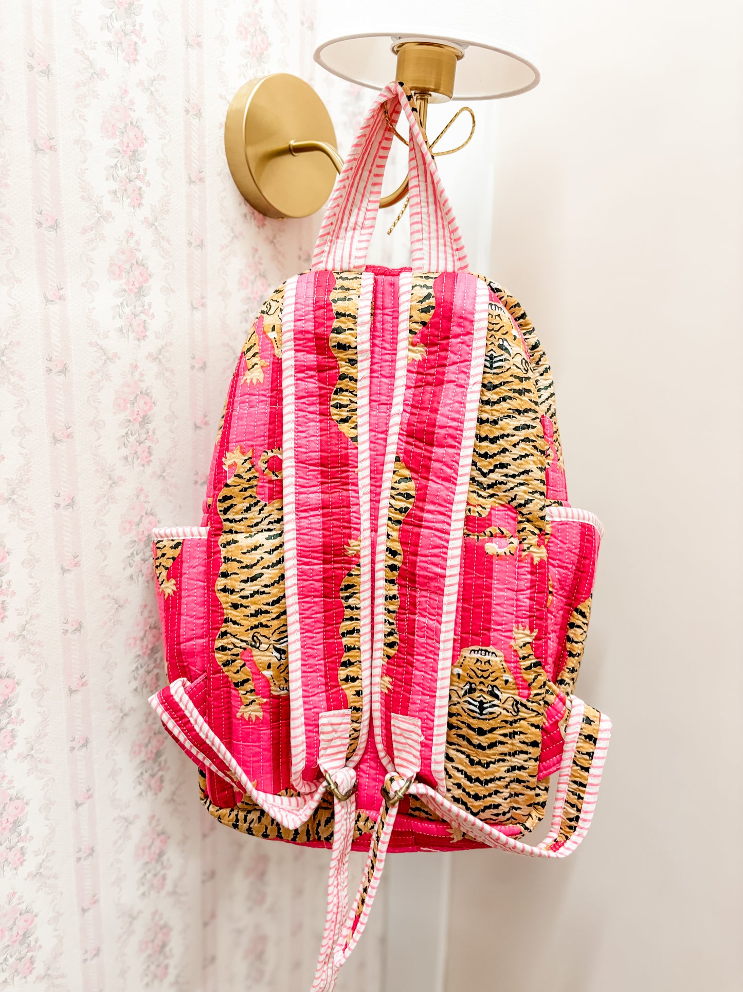 Pink Eye of the Tiger Quilted Backpack