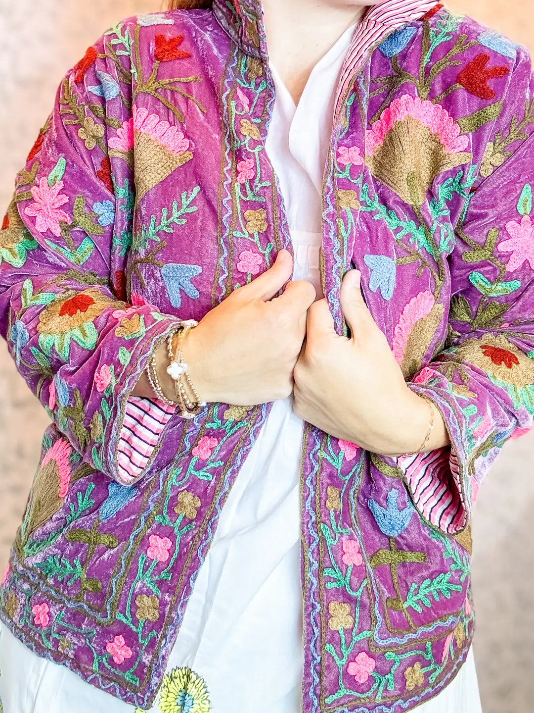 Lavender Embroidered Velvet Jacket