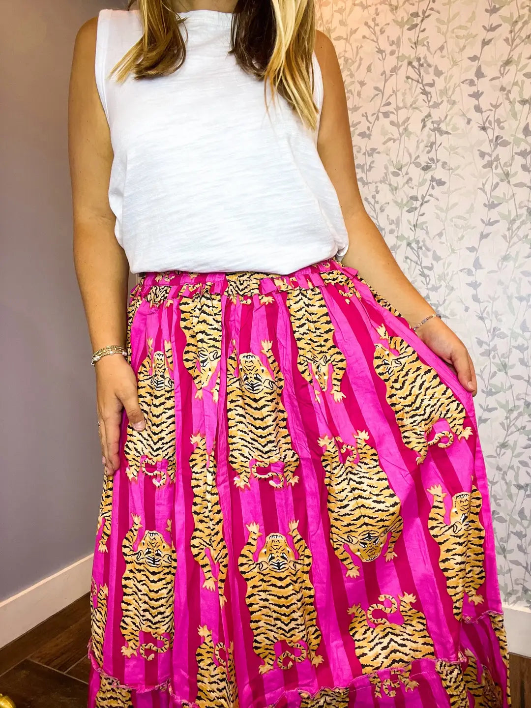 Pink Eye of the Tiger Maxi Skirt