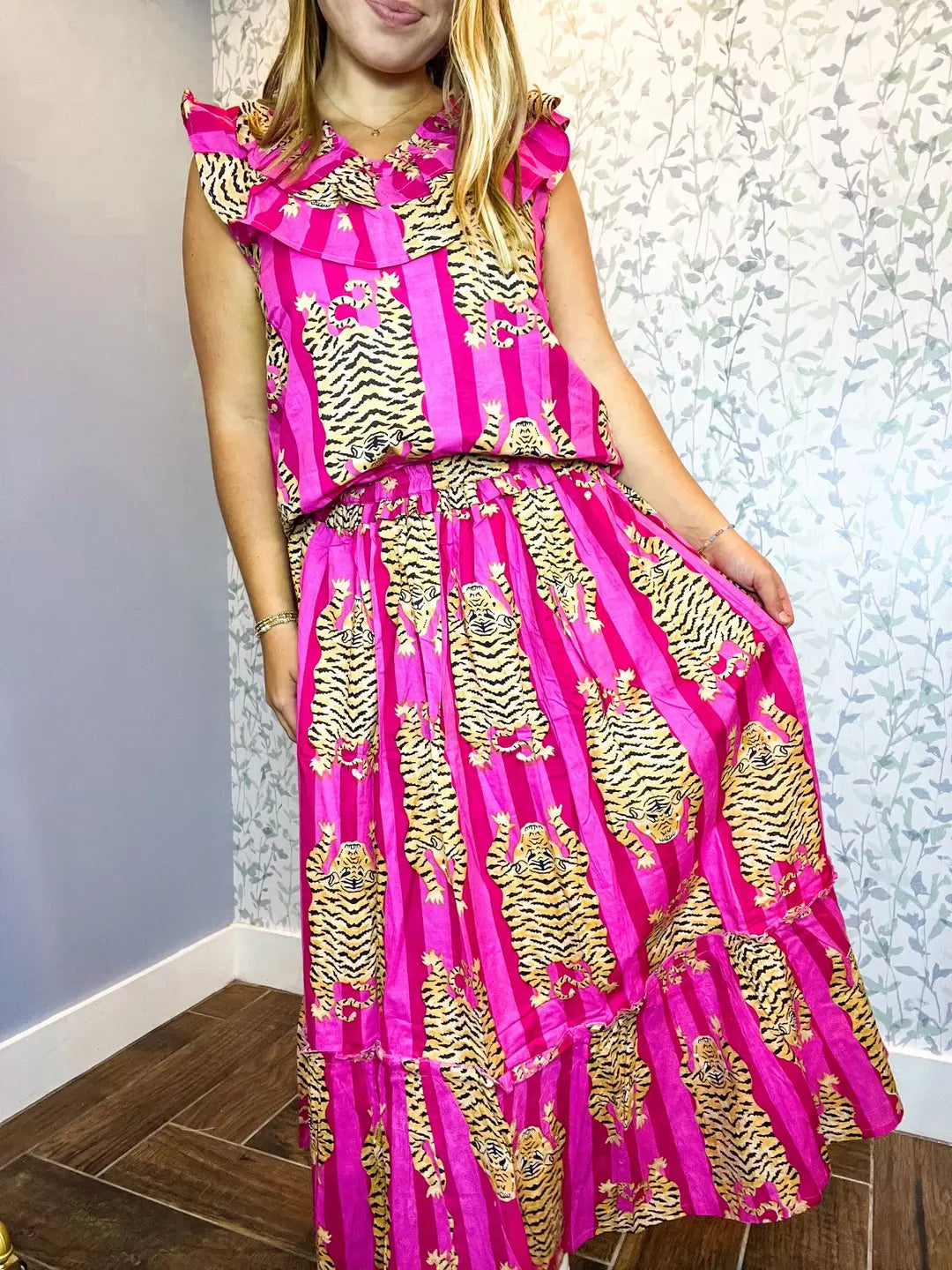 Pink Eye of the Tiger Maxi Skirt