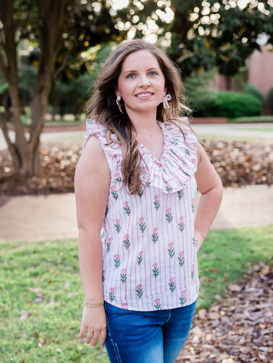 Rose Garden Ruffle Top