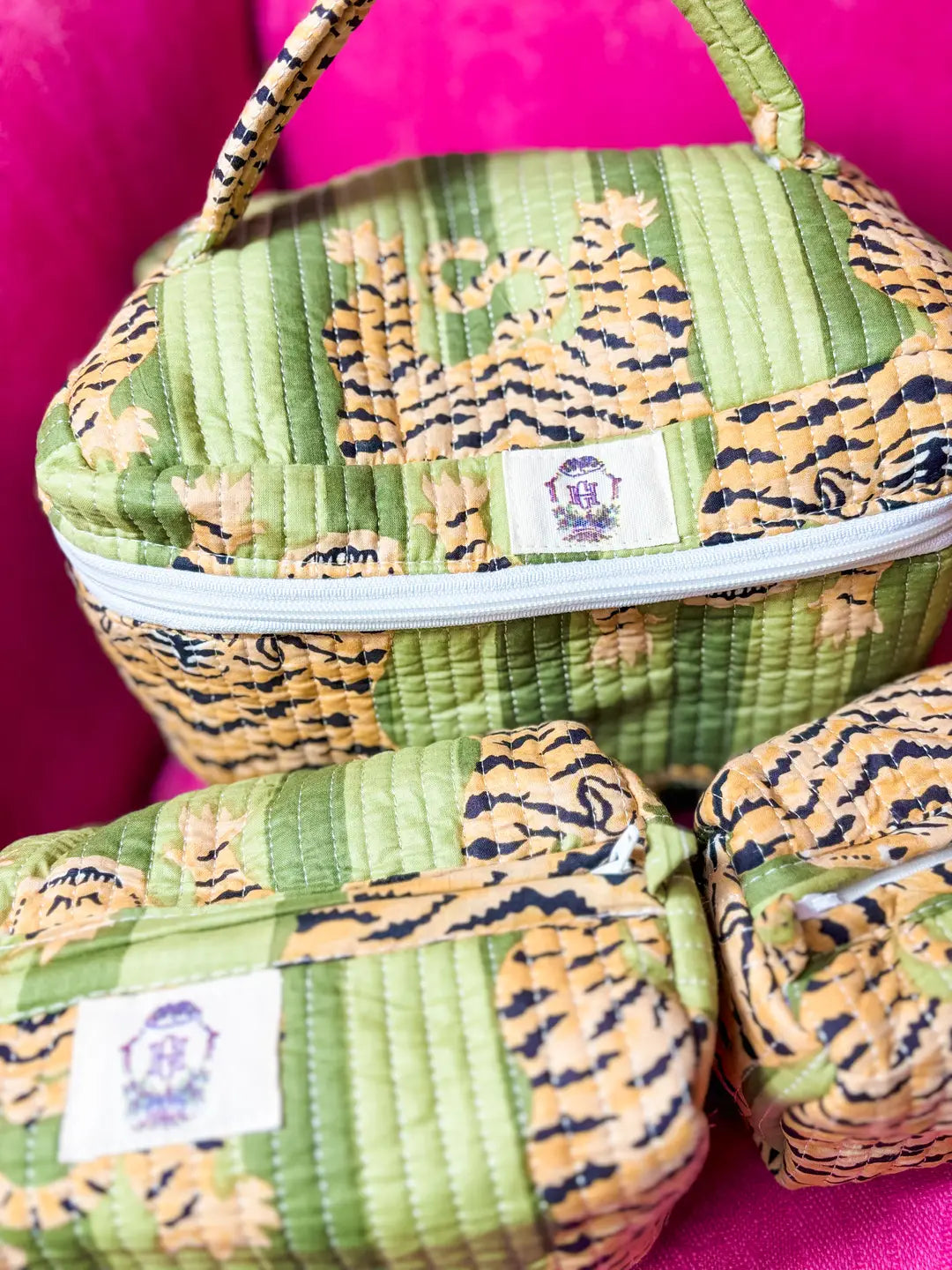 Sage Eye of the Tiger Set of 3 Cosmetic Bags