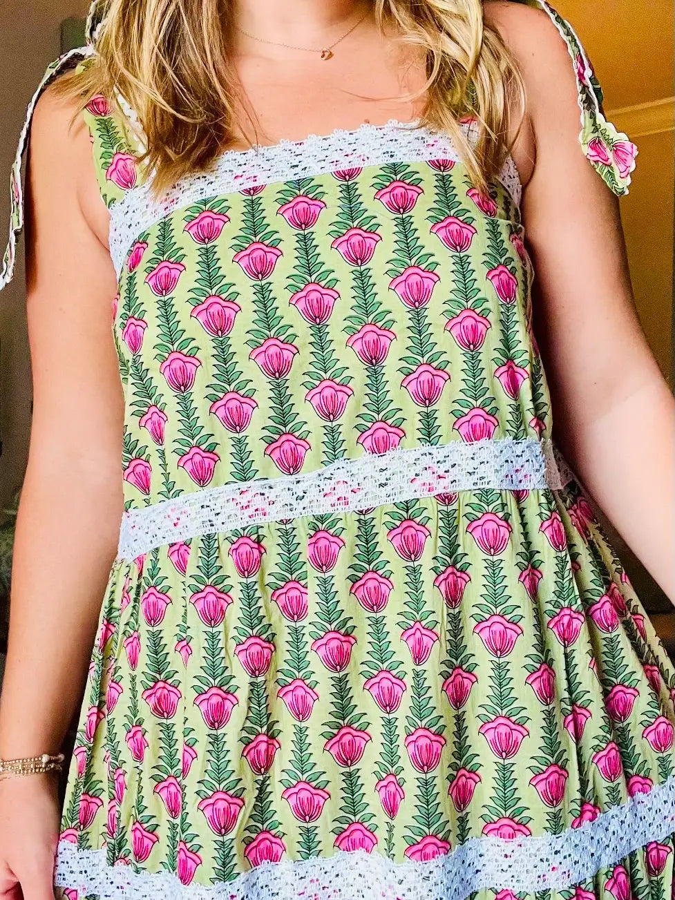 Green Ivy Ric Rac Tiered Dress